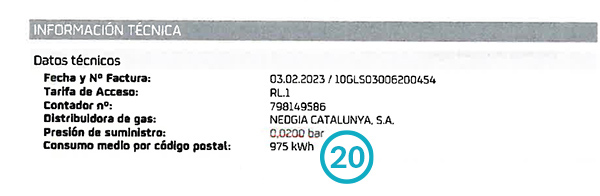 entender factura del gas - consumo por codigo postal